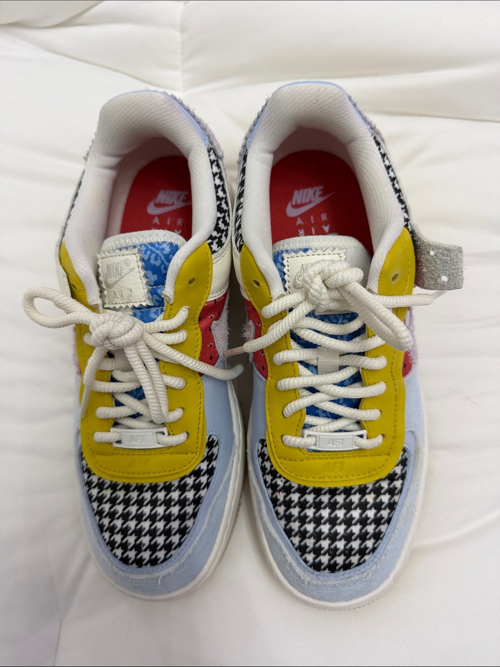 Nike Kids Multicolor Sneakers - Yellow, Red, Blue & Black Houndstooth